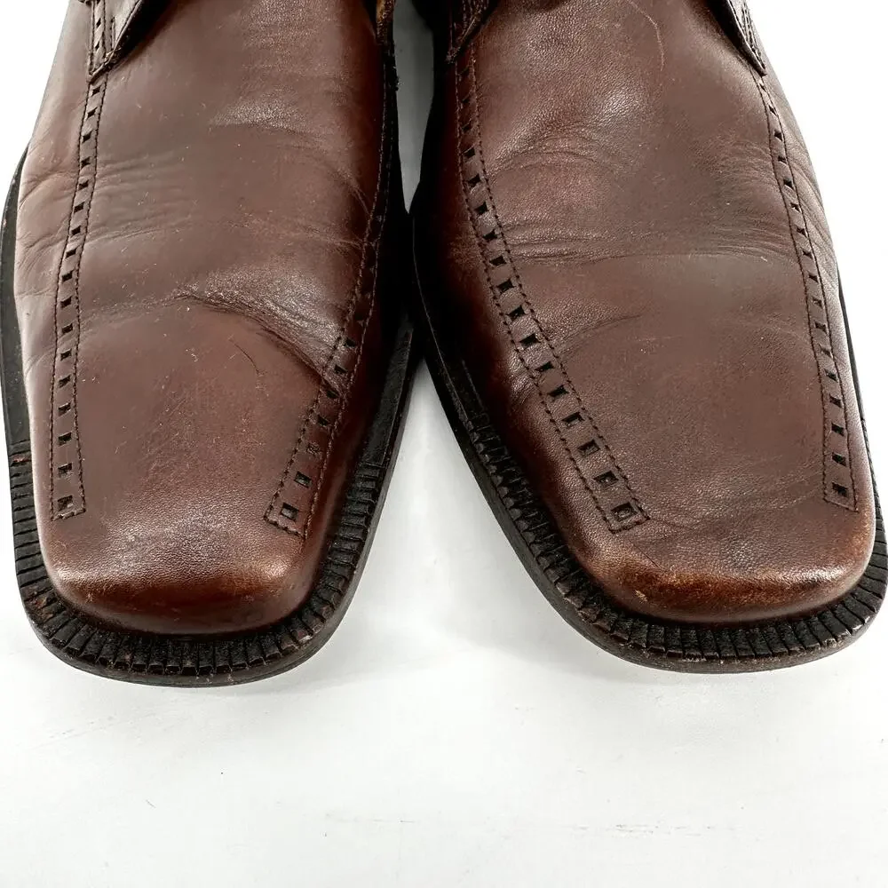 Mezlan Davinci Leather Oxfords Lace Up Dress Shoes Square Toe Spain Brown 7M